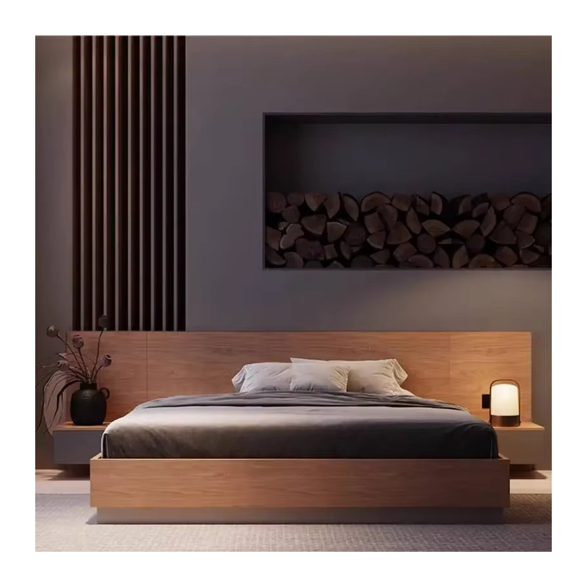 DUTRIEUX Massivholzbett in Natur Braun, Modernes Doppelbett aus Massivholz, Queen-Size Bettgestell B/T/H: 160 x 200 x 150 cm - Bild 4