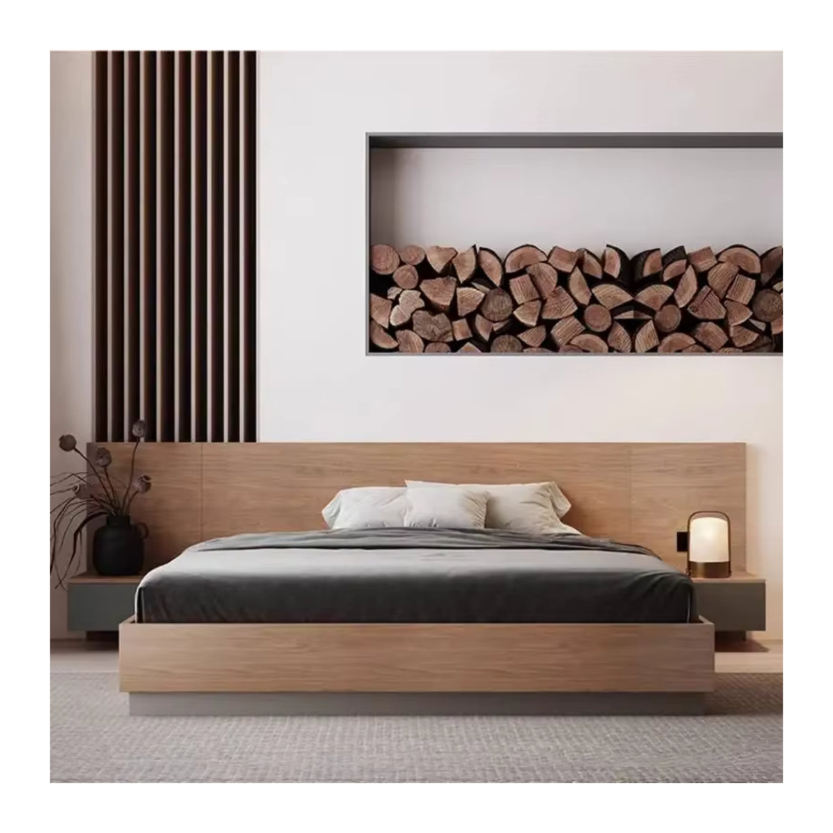 DUTRIEUX Massivholzbett in Natur Braun, Modernes Doppelbett aus Massivholz, Queen-Size Bettgestell B/T/H: 160 x 200 x 150 cm - Bild 5