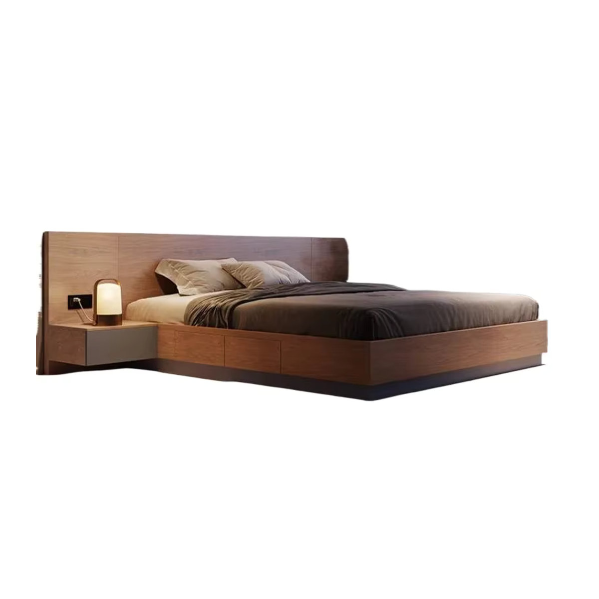 DUTRIEUX Massivholzbett in Natur Braun, Modernes Doppelbett aus Massivholz, Queen-Size Bettgestell B/T/H: 160 x 200 x 150 cm - Bild 6