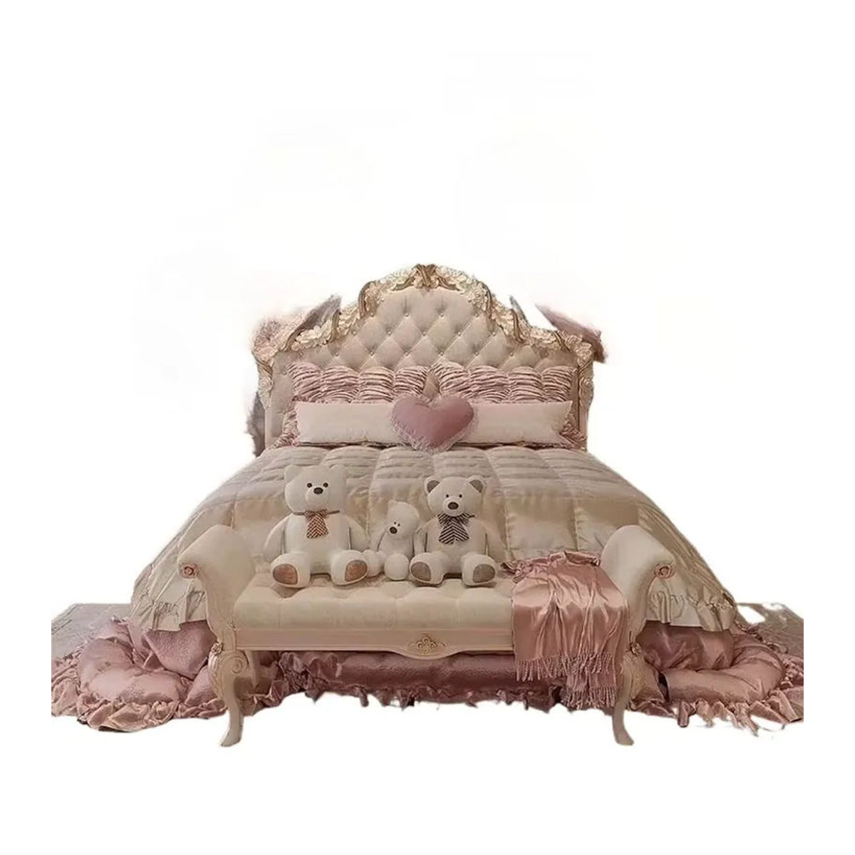 DUTRIEUX Massivholzbett in Rosa, modernes minimalistisches Doppelbett aus Holz im Queen-Size-Design - Bild 2