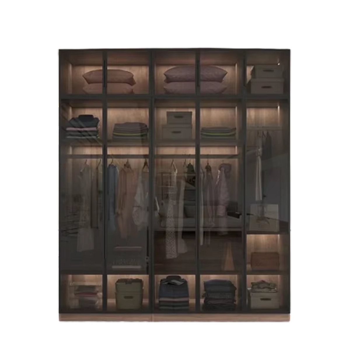 DUTRIEUX Moderner Kleiderschrank mit Glastüren und Innenbeleuchtung in Schwarz - Bild 6