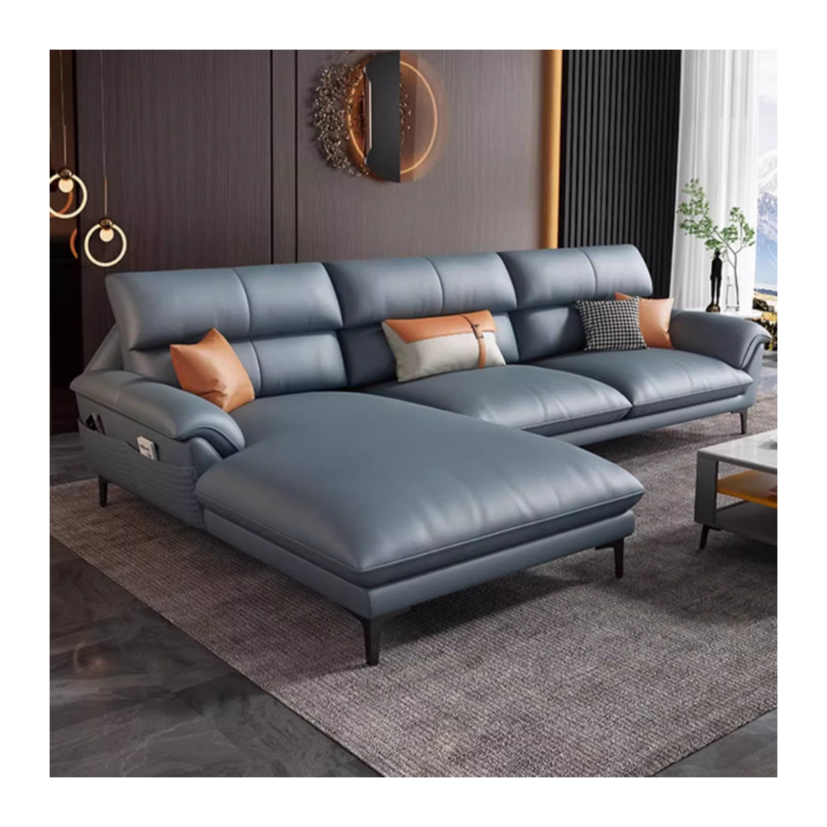 DUTRIEUX Modernes 2-Sitzer Sofa aus Kunstleder in Blau - Bild 1