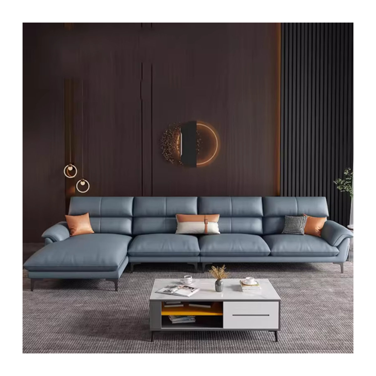 DUTRIEUX Modernes 2-Sitzer Sofa aus Kunstleder in Blau - Bild 2