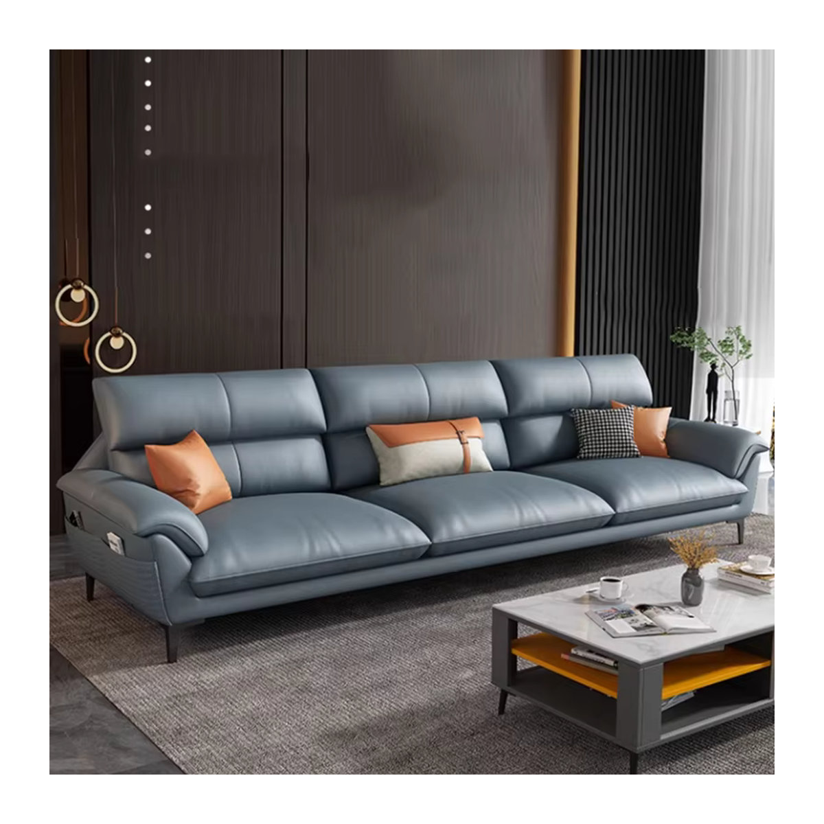DUTRIEUX Modernes 2-Sitzer Sofa aus Kunstleder in Blau - Bild 3