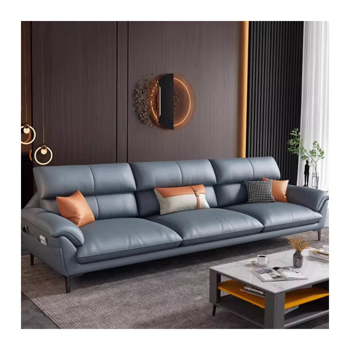 DUTRIEUX Modernes 2-Sitzer Sofa aus Kunstleder in Blau - Bild 4