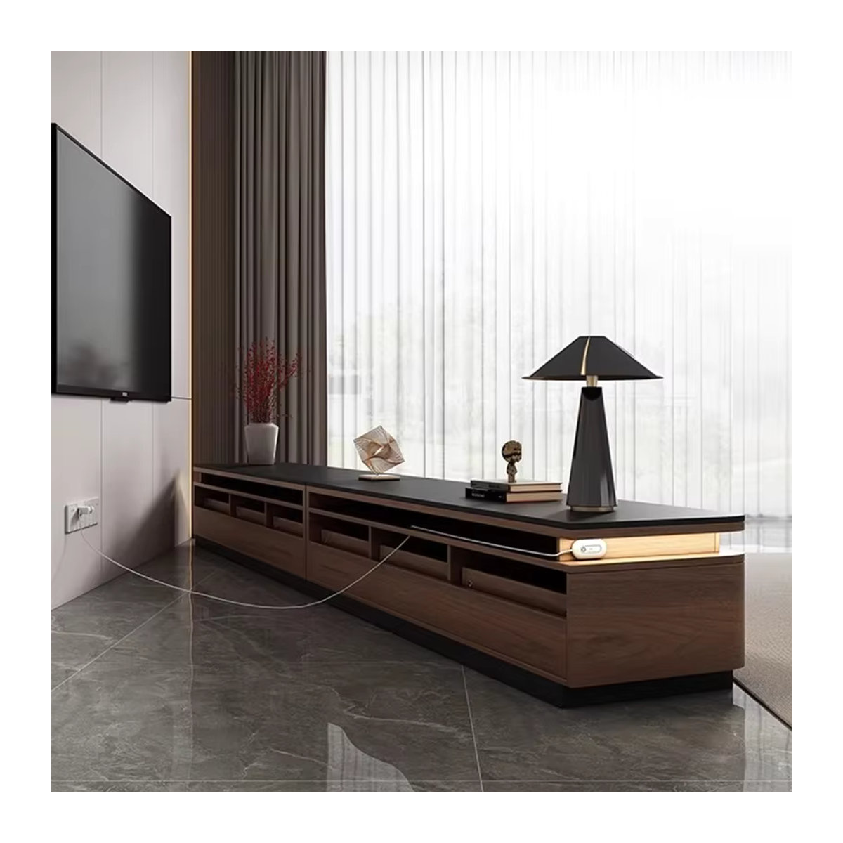 DUTRIEUX Modernes TV-Lowboard aus Holzwerkstoff in Braun, Rechteckig, B: 160 cm, H: 160 cm, T: 160 cm - Bild 2