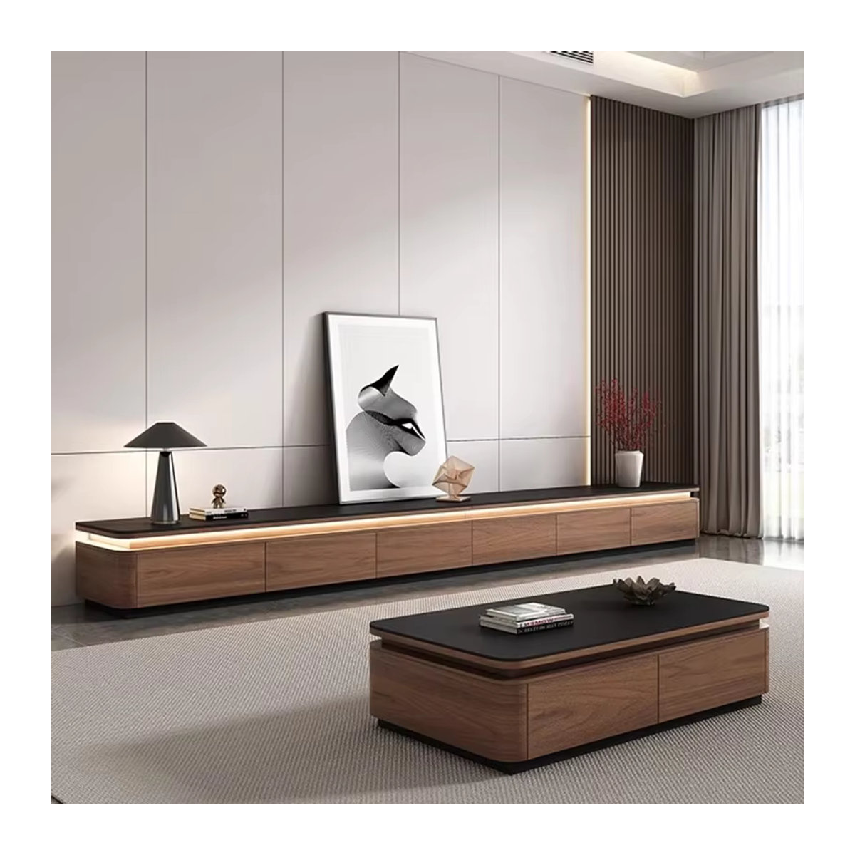 DUTRIEUX Modernes TV-Lowboard aus Holzwerkstoff in Braun, Rechteckig, B: 160 cm, H: 160 cm, T: 160 cm - Bild 6