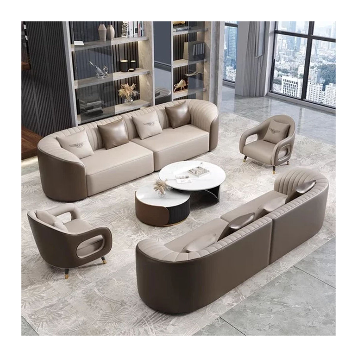 DUTRIEUX Modernes Wohnzimmersofa aus Kunstleder in Beige - Bild 1