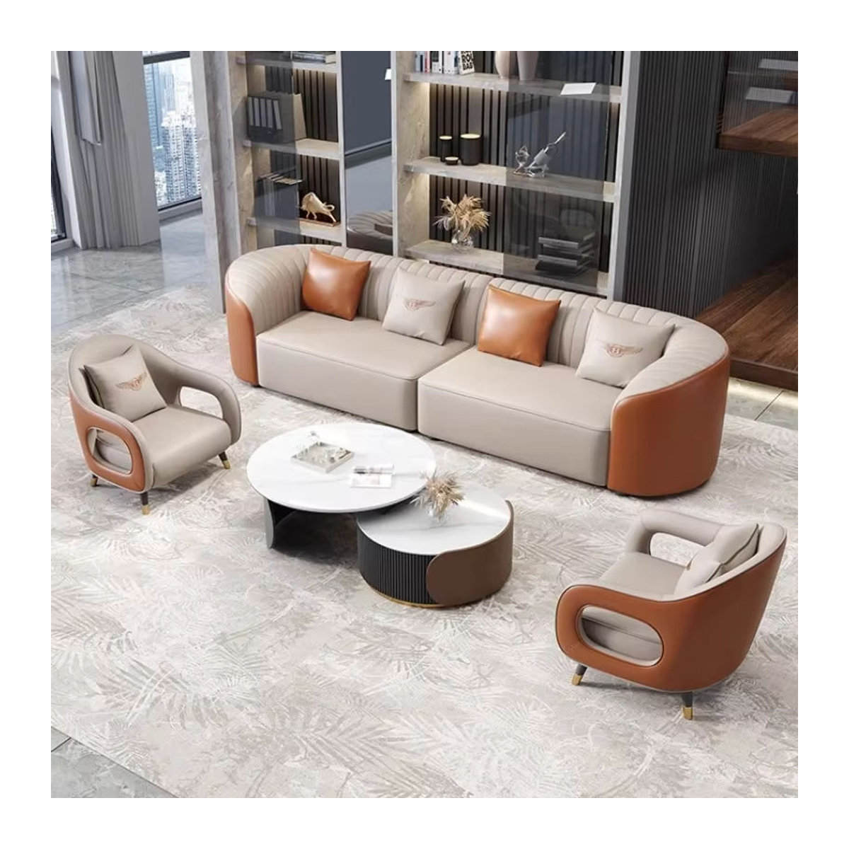DUTRIEUX Modernes Wohnzimmersofa aus Kunstleder in Beige - Bild 2