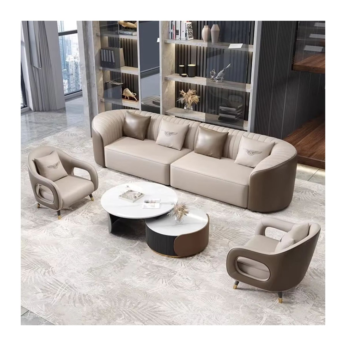DUTRIEUX Modernes Wohnzimmersofa aus Kunstleder in Beige - Bild 3