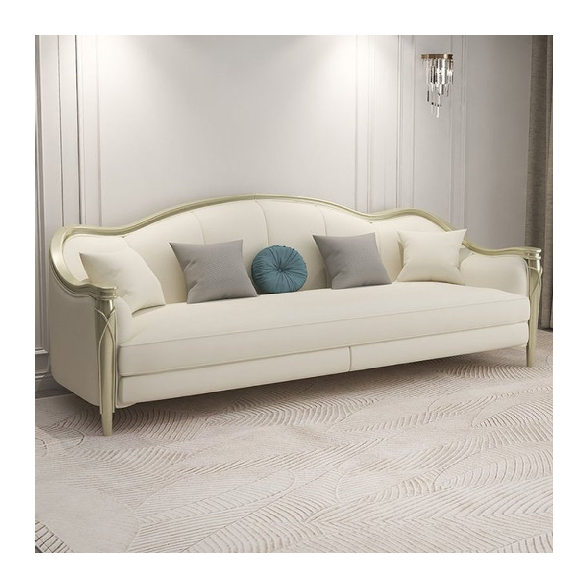 DUTRIEUX Modulares Wohnzimmer-Modulsofa aus Holz und Kunstleder in Weiß, minimalistisches und modernes Design - Bild 1