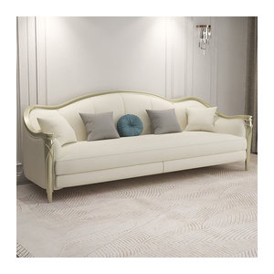 DUTRIEUX Modulares Wohnzimmer-Modulsofa aus Holz und Kunstleder in Weiß, minimalistisches und modernes Design