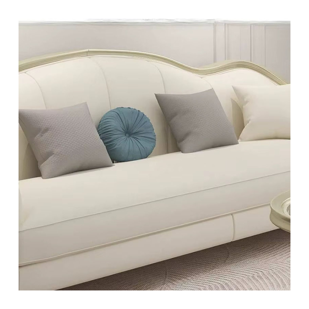 DUTRIEUX Modulares Wohnzimmer-Modulsofa aus Holz und Kunstleder in Weiß, minimalistisches und modernes Design - Bild 3