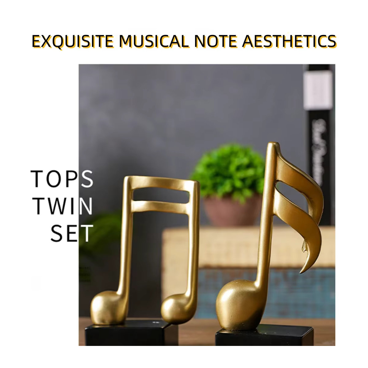 DUTRIEUX Musik-Ornament aus Kunstharz in Gold, minimalistische abstrakte Klavier-Dekoration für dein Zuhause - Bild 4