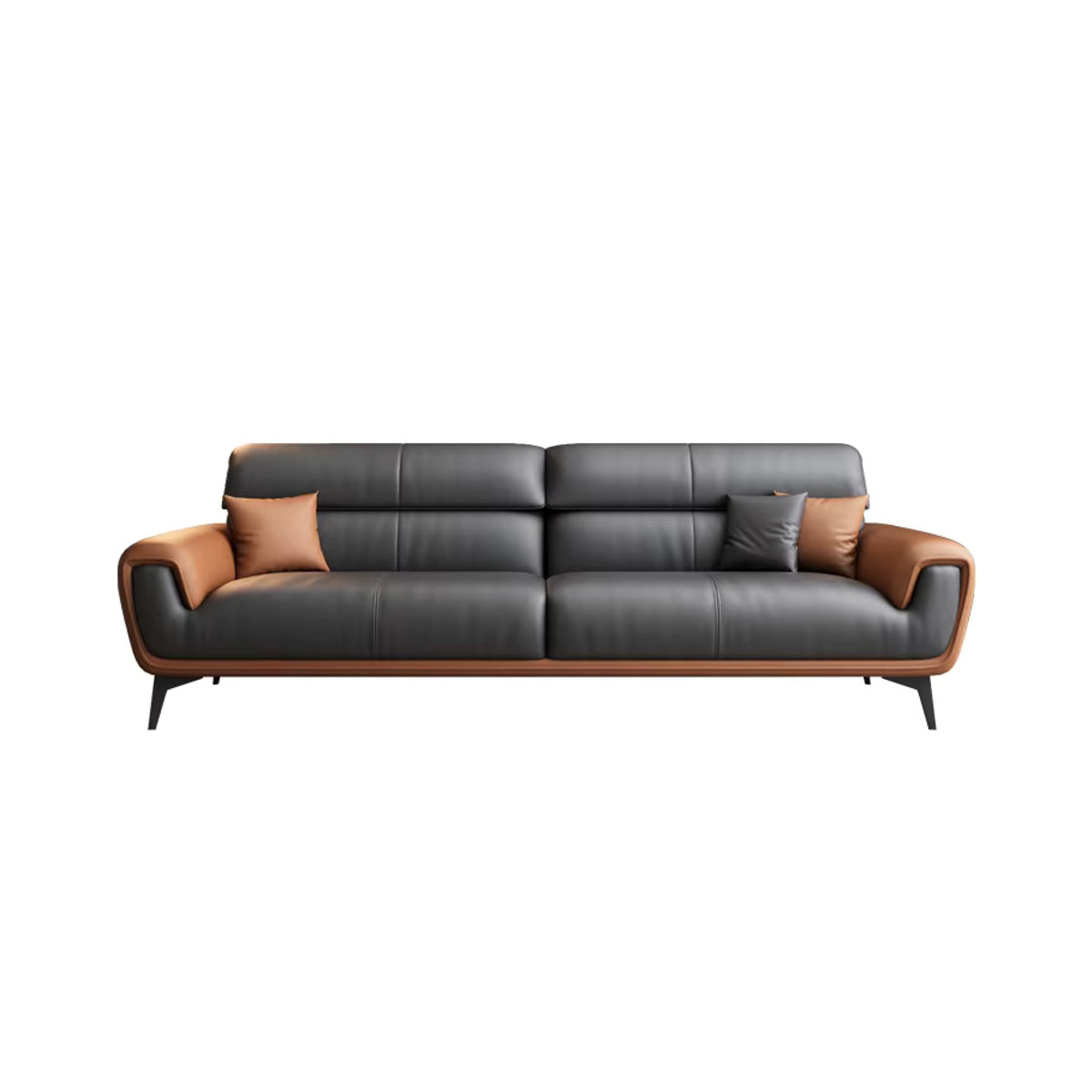 DUTRIEUX Nordic Leder Sofa in Schwarz mit Hocker im skandinavischen Design - Bild 5