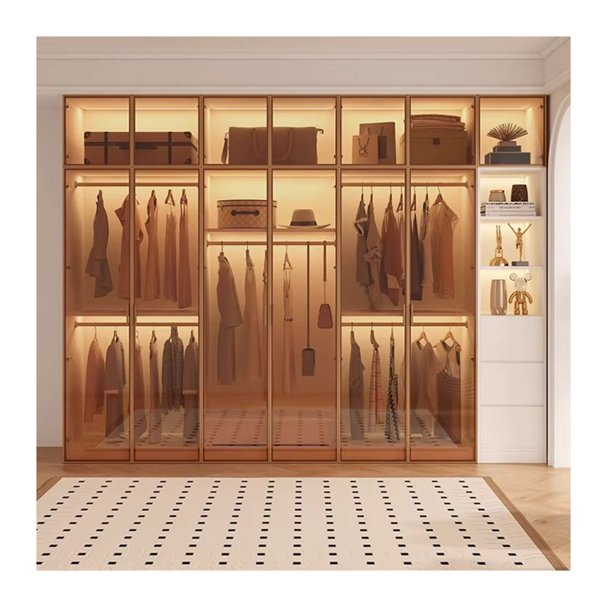 DUTRIEUX Offener Kleiderschrank in Weiß, Minimalistisches Design aus Holz und Glas, Modulares Display-Möbel, B/T/H: 80 x 40 x 55 cm - Bild 2