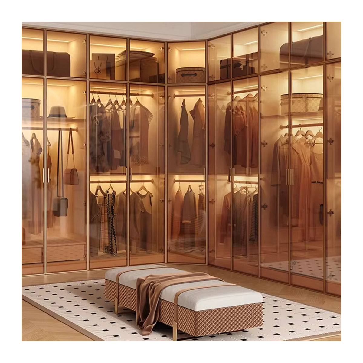 DUTRIEUX Offener Kleiderschrank in Weiß, Minimalistisches Design aus Holz und Glas, Modulares Display-Möbel, B/T/H: 80 x 40 x 55 cm - Bild 3