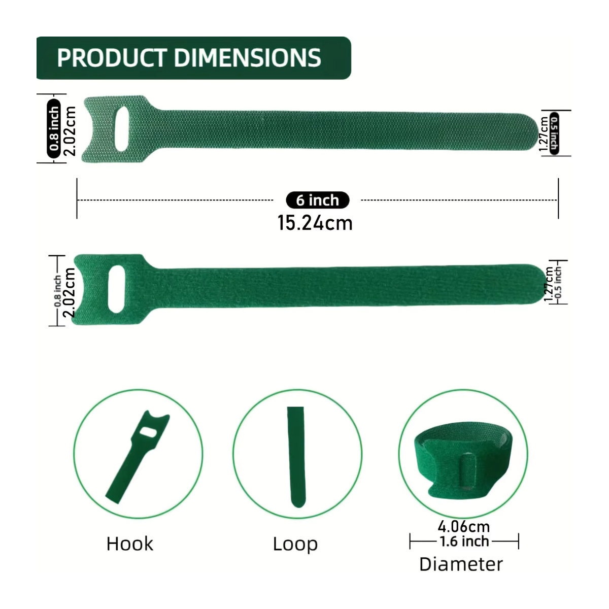DUTRIEUX Pflanzenbinder aus Nylon, 100 Stück, grün, 15,2 cm verstellbar mit Hakenschlaufen zur Unterstützung von Kletterpflanzen - Bild 3