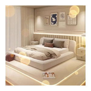 DUTRIEUX Queen-Size Funktionsbett in Beige mit Polsterung und Stauraum, modernes und minimalistisches Schlafzimmerbett