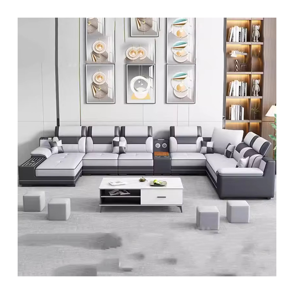 DUTRIEUX Schlafsofa Modernes Design aus Holz und Kunstleder in Schwarz/Weiß und Grau - Bild 3