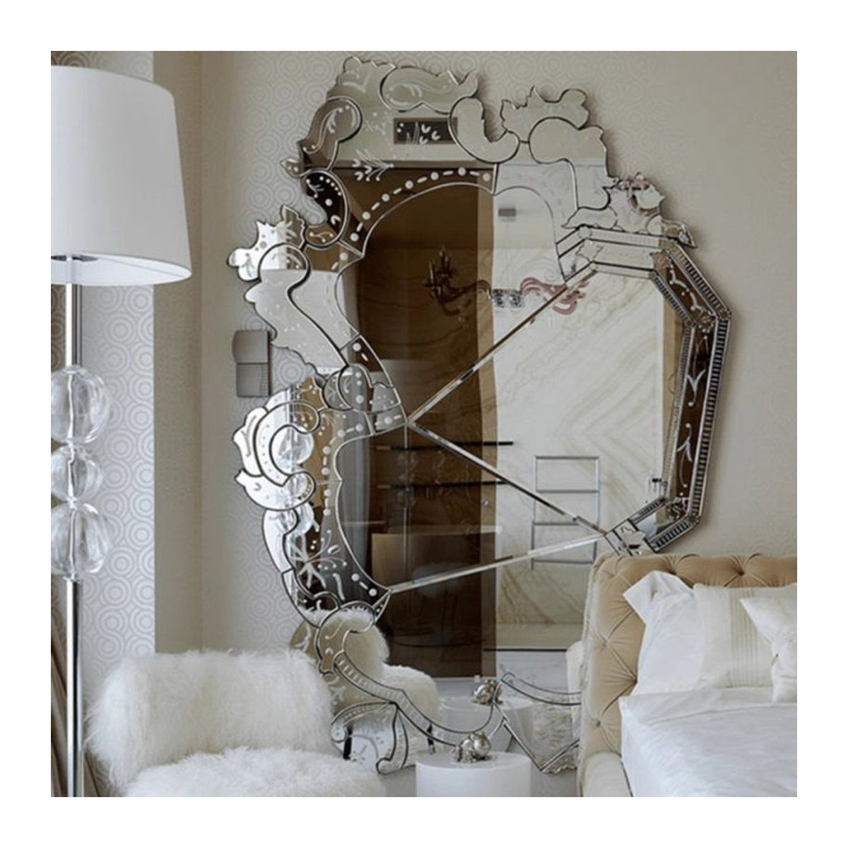 DUTRIEUX Schminkspiegel Unregelmäßiges Design Rahmenlos Hängend B: 120 cm, H: 82 cm, T: 82 cm - Bild 1