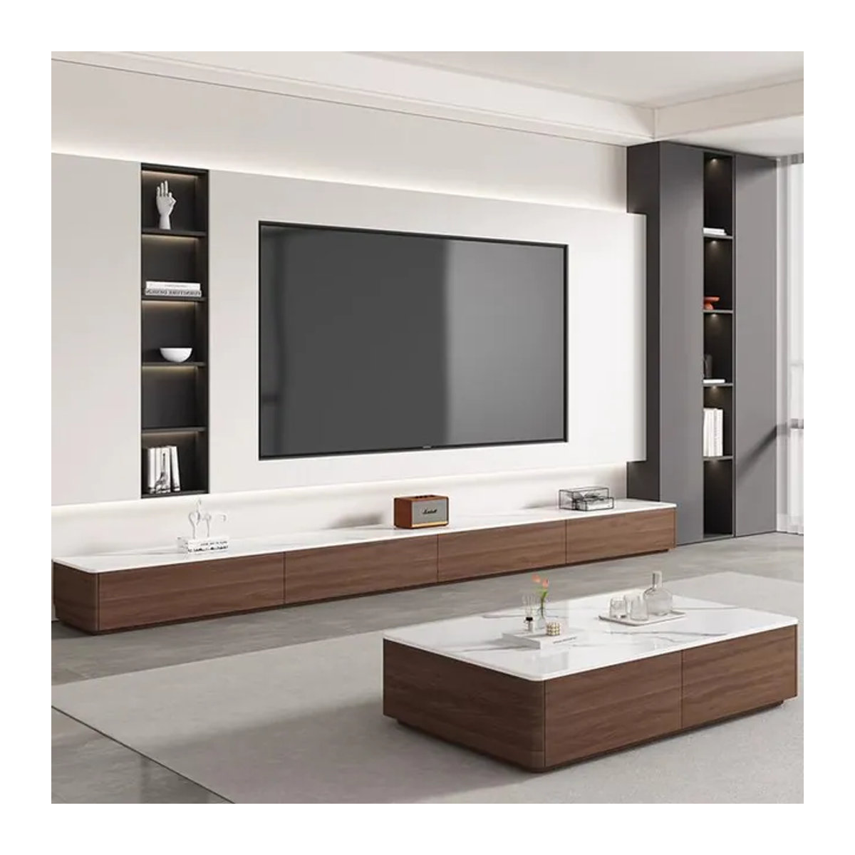 DUTRIEUX TV-Lowboard im Retro Mid-Century Design, Skandinavisch Minimalistisch, Nussbaum, B/T/H: 100 x 40 x 40 cm - Bild 1