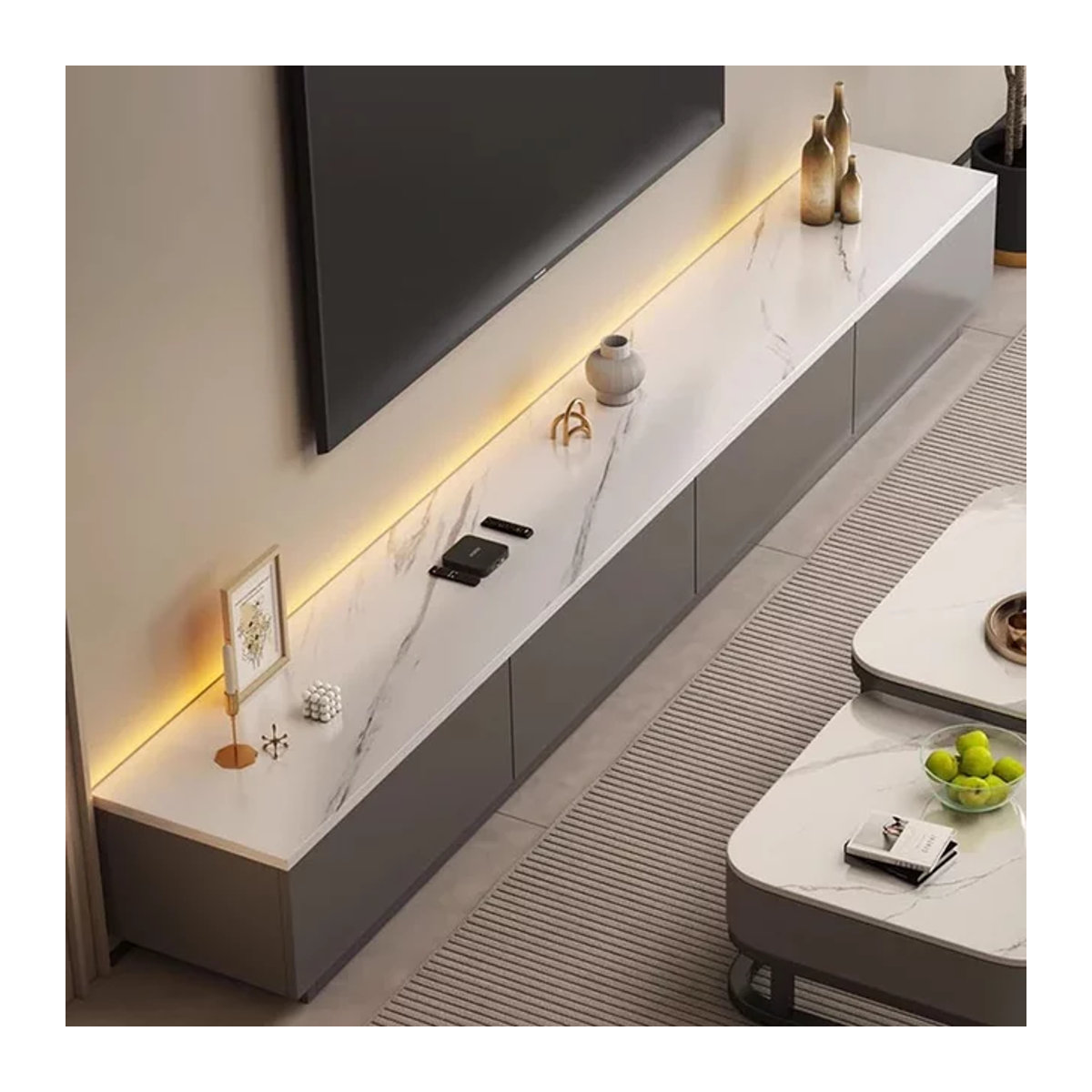 DUTRIEUX TV-Schrank Modern in Weiß mit Marmor-Optik B/T/H: 120 x 120 x 120 cm - Bild 1