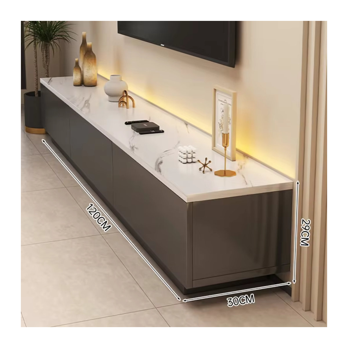 DUTRIEUX TV-Schrank Modern in Weiß mit Marmor-Optik B/T/H: 120 x 120 x 120 cm - Bild 6