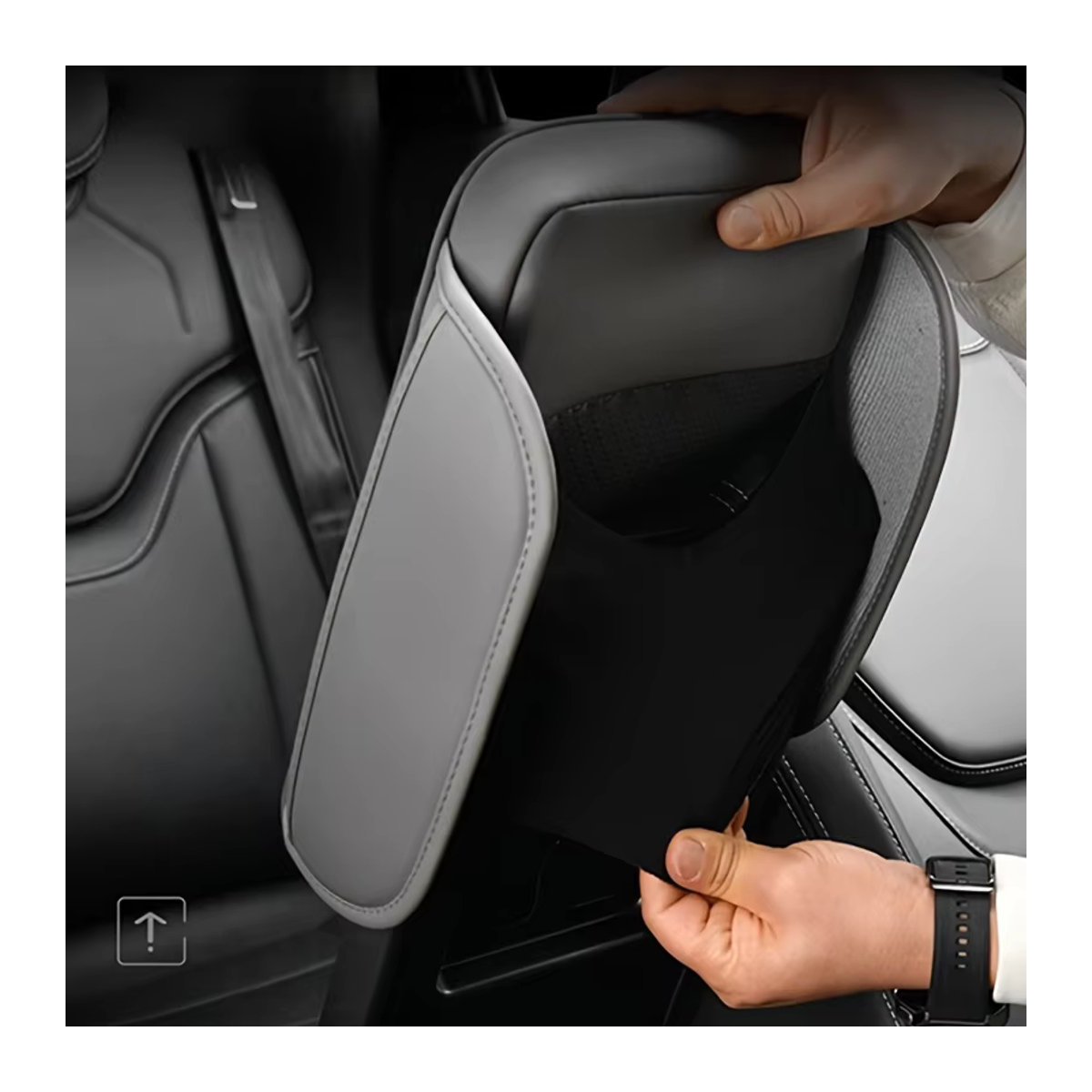 DUTRIEUX Universelles Auto-Armlehnenpolster aus Leder in Schwarz mit Memory-Schaum und geometrischem Design - Bild 3