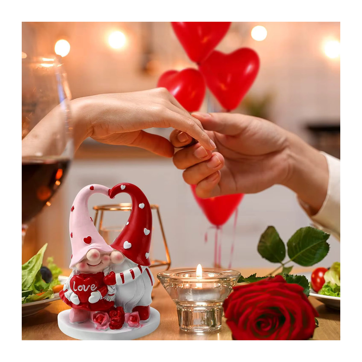 DUTRIEUX Valentinstag Gnom-Statue als süßes Paar aus Kunstharz, mehrfarbige Tischdekoration für Verliebte - Bild 2
