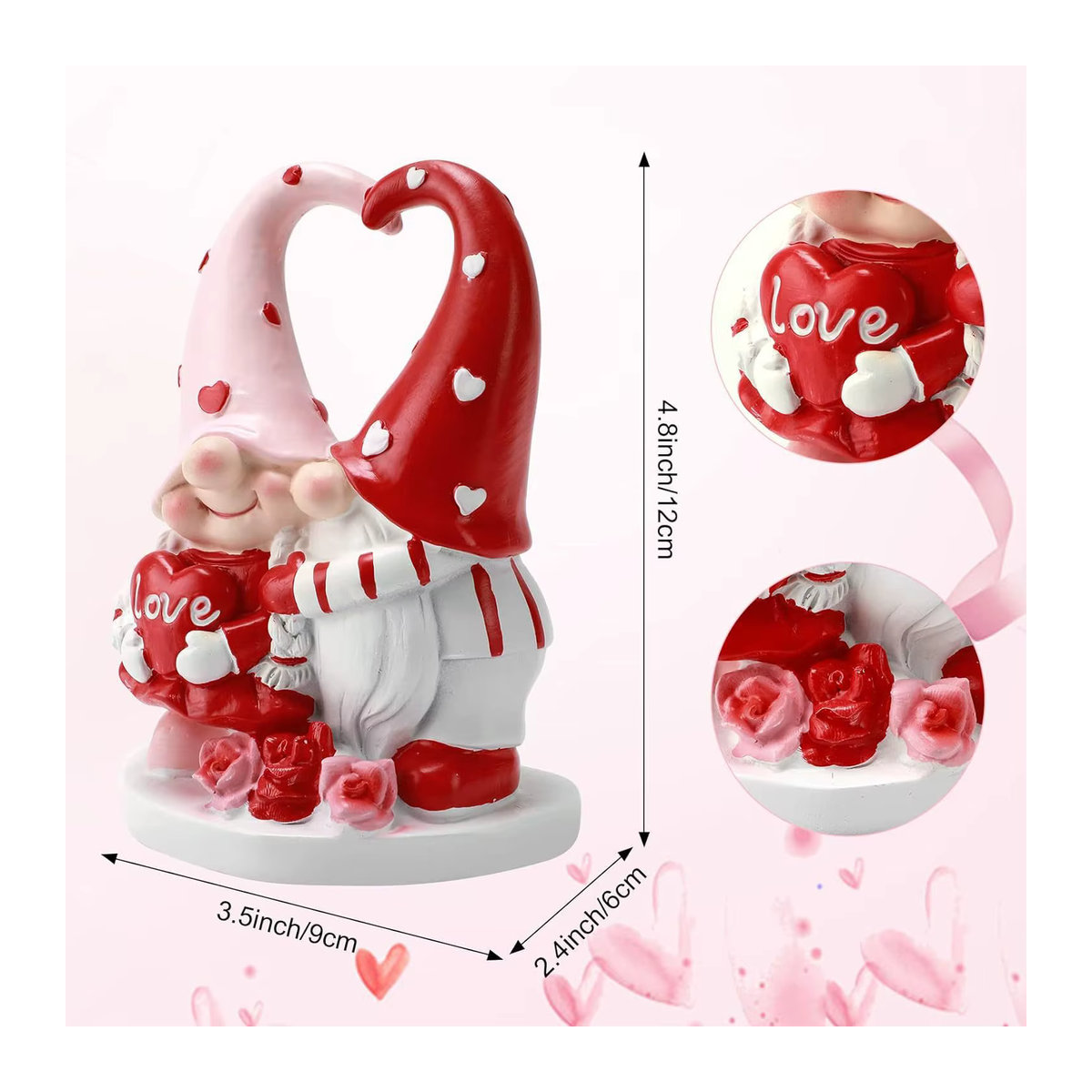 DUTRIEUX Valentinstag Gnom-Statue als süßes Paar aus Kunstharz, mehrfarbige Tischdekoration für Verliebte - Bild 3