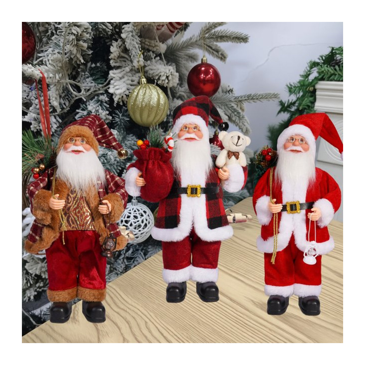 DUTRIEUX Weihnachtsmann-Figur in Rot und Gold aus Kunststoff und Textil, Höhe: 30,48 cm - Bild 1