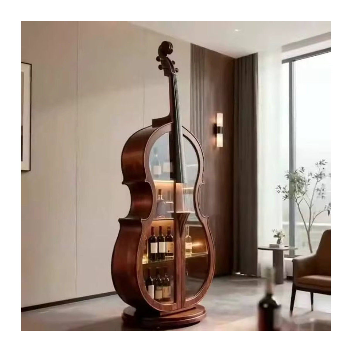 DUTRIEUX Wohnzimmerschrank im skandinavischen Design aus Holz und Glas in Schwarz oder Nussbaum - Bild 2