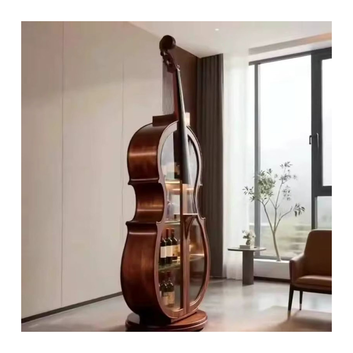 DUTRIEUX Wohnzimmerschrank im skandinavischen Design aus Holz und Glas in Schwarz oder Nussbaum - Bild 3