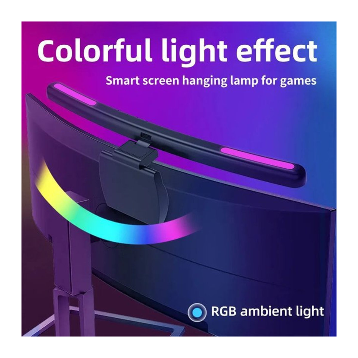 DVOLADOR Eye-Care Schreibtischlampe mit RGB-LED, Schwarz, USB-betriebene Monitor-Lichtleiste mit stufenlosem Dimmen für Computer und PC - Bild 1