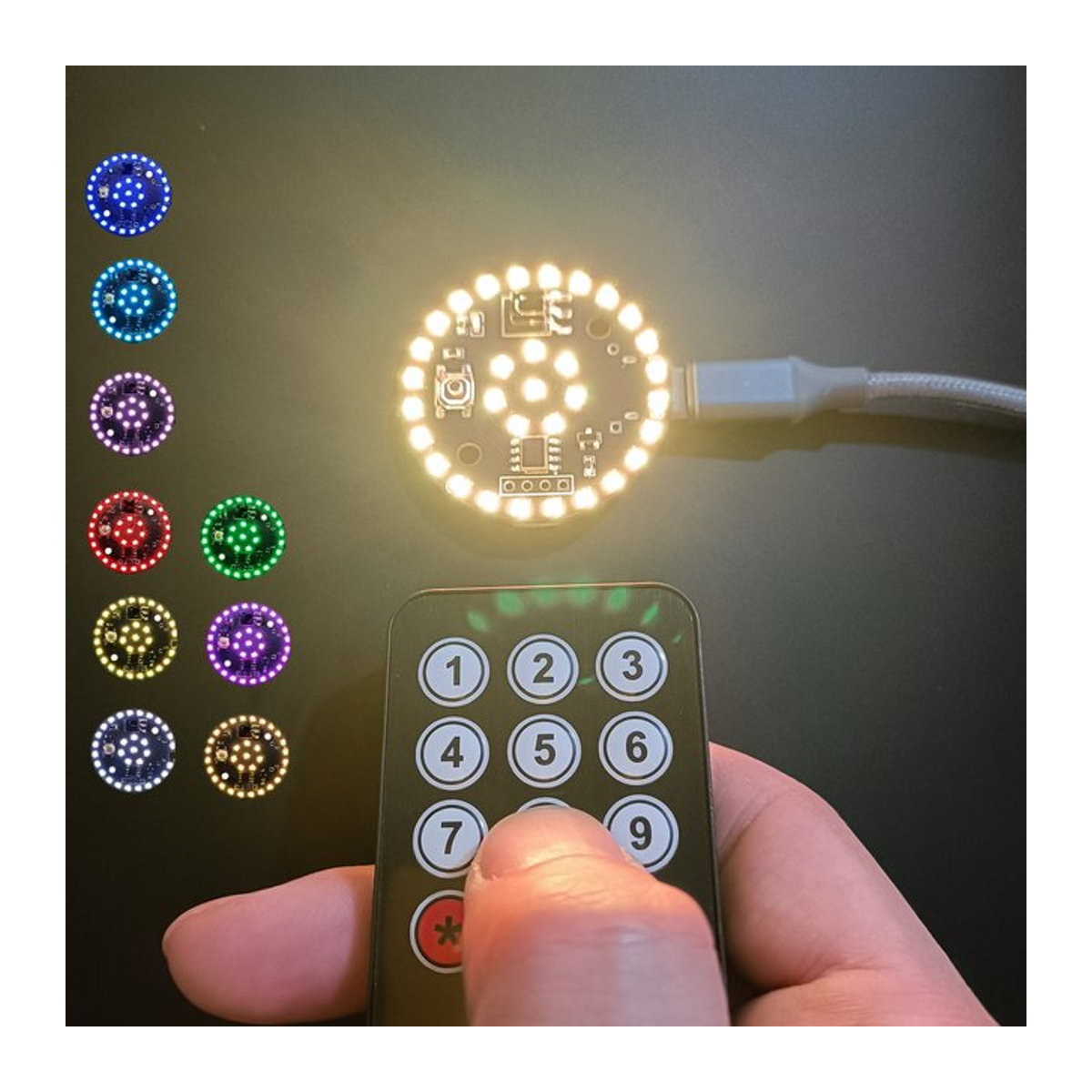 DYKBmetered LED-Dekorationslampe mit Fernbedienung, 9 Farben und USB-Typ-C-Anschluss für DIY-Modellbeleuchtung und Nachtlicht, Bunt - Bild 1