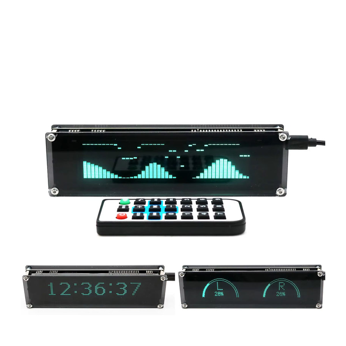 DYKBmetered VFD Musik-Spektrum VU-Meter mit MIC-Tonabnehmer und Rhythmus-Atmosphärenlicht in Schwarz - Bild 7