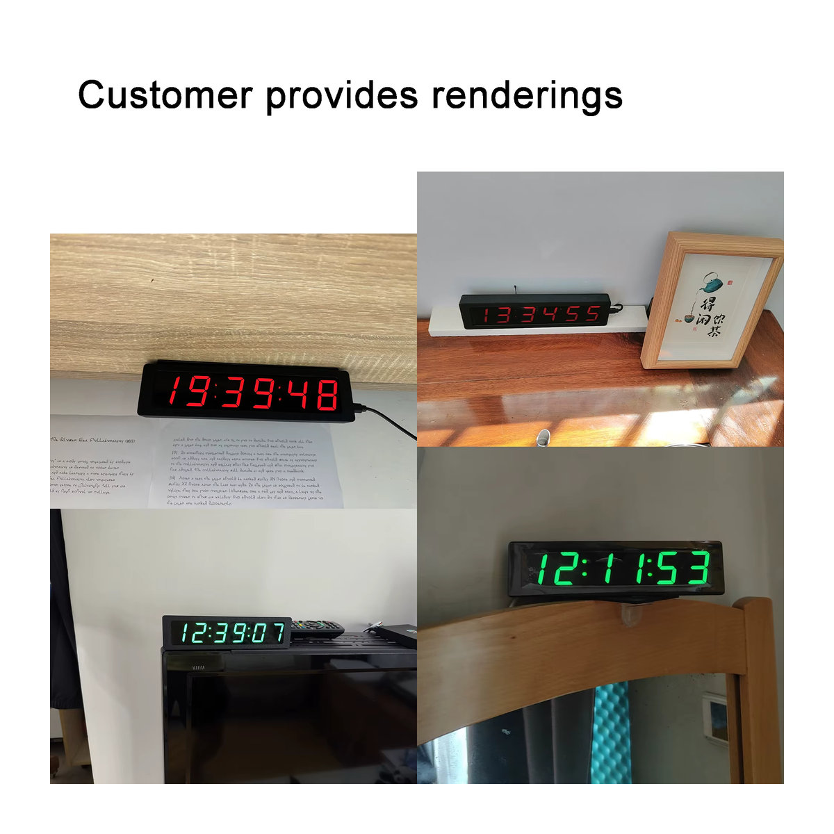 DYKBmetered WIFI-Digitaluhr mit LED-Anzeige, Wecker und Temperaturanzeige, 1,2 Zoll, USB Typ C, Schwarz oder Rot - Bild 5