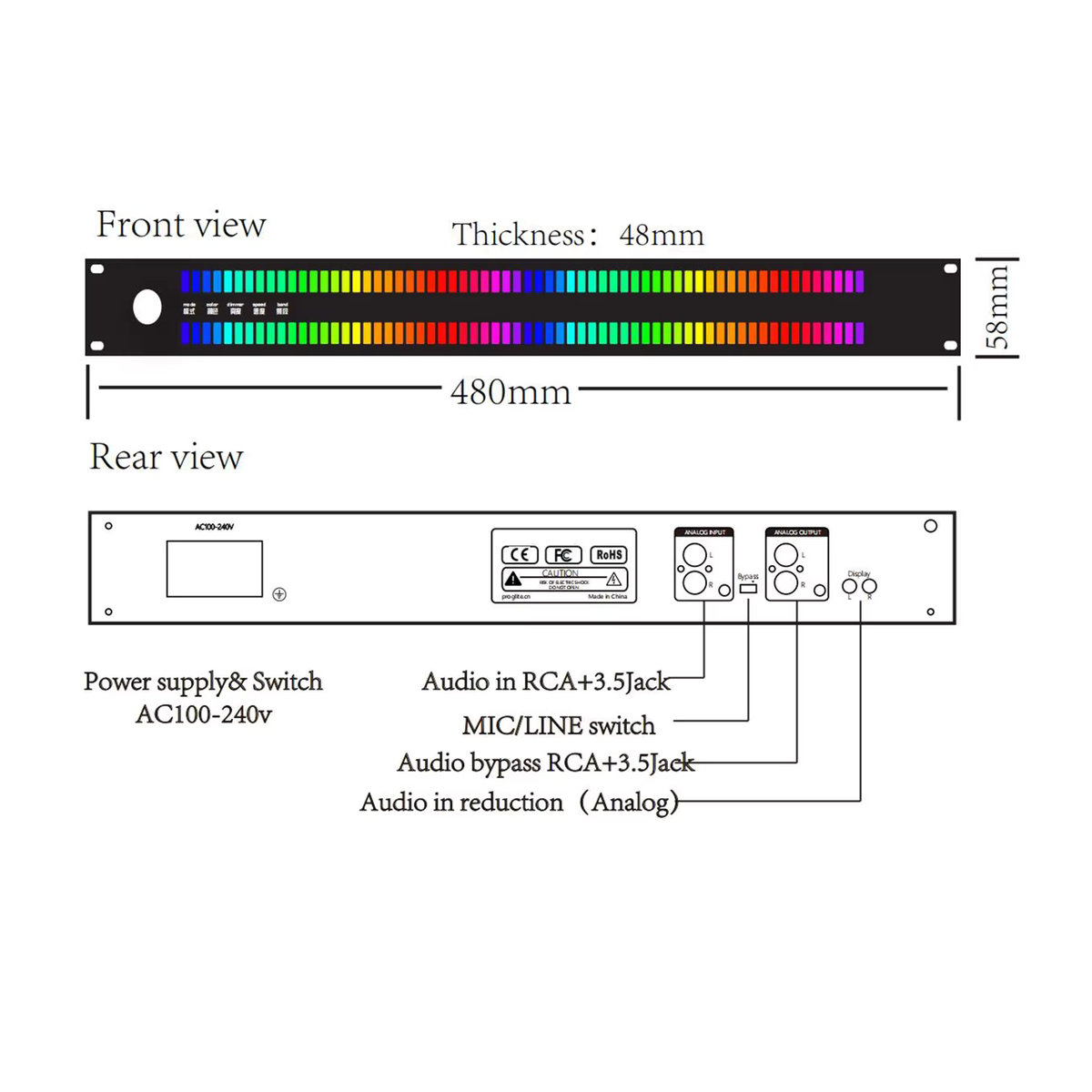 DykbRadio Musikpegelanzeige 128 Vollfarb-LED Musikspektrum Digitalanzeige in Schwarz aus Metall - Bild 5