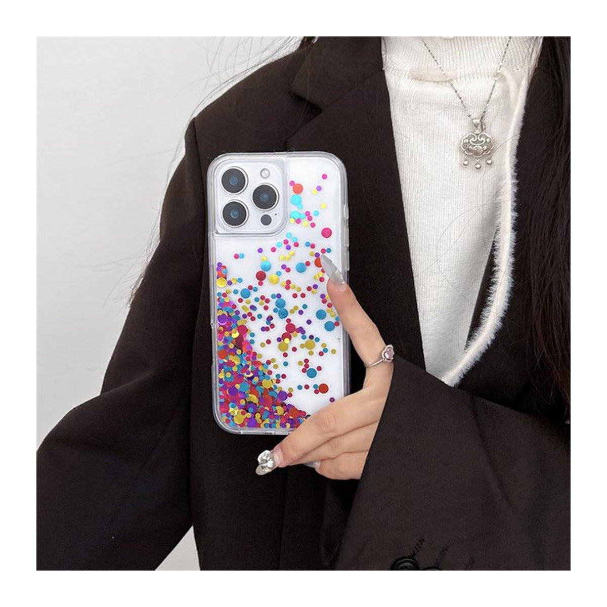 Dynamische Pailletten-Handyhülle mit Flüssigkeits-Effekt für iPhone 16 17 Pro Max in Mehrfarbig - Bild 1