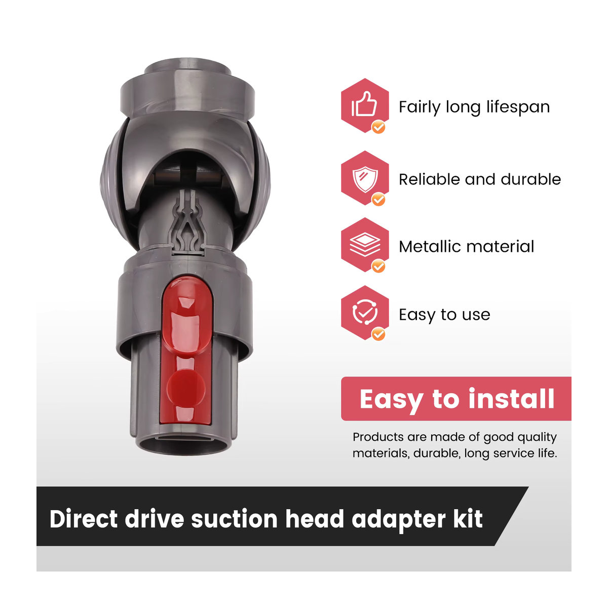 Dyson Adapter für Saugkopf mit Gelenk und Direktantrieb sowie Seitenabdeckung der Kugellager in Grau für V7 V8 V10 V11 Staubsauger - Bild 4