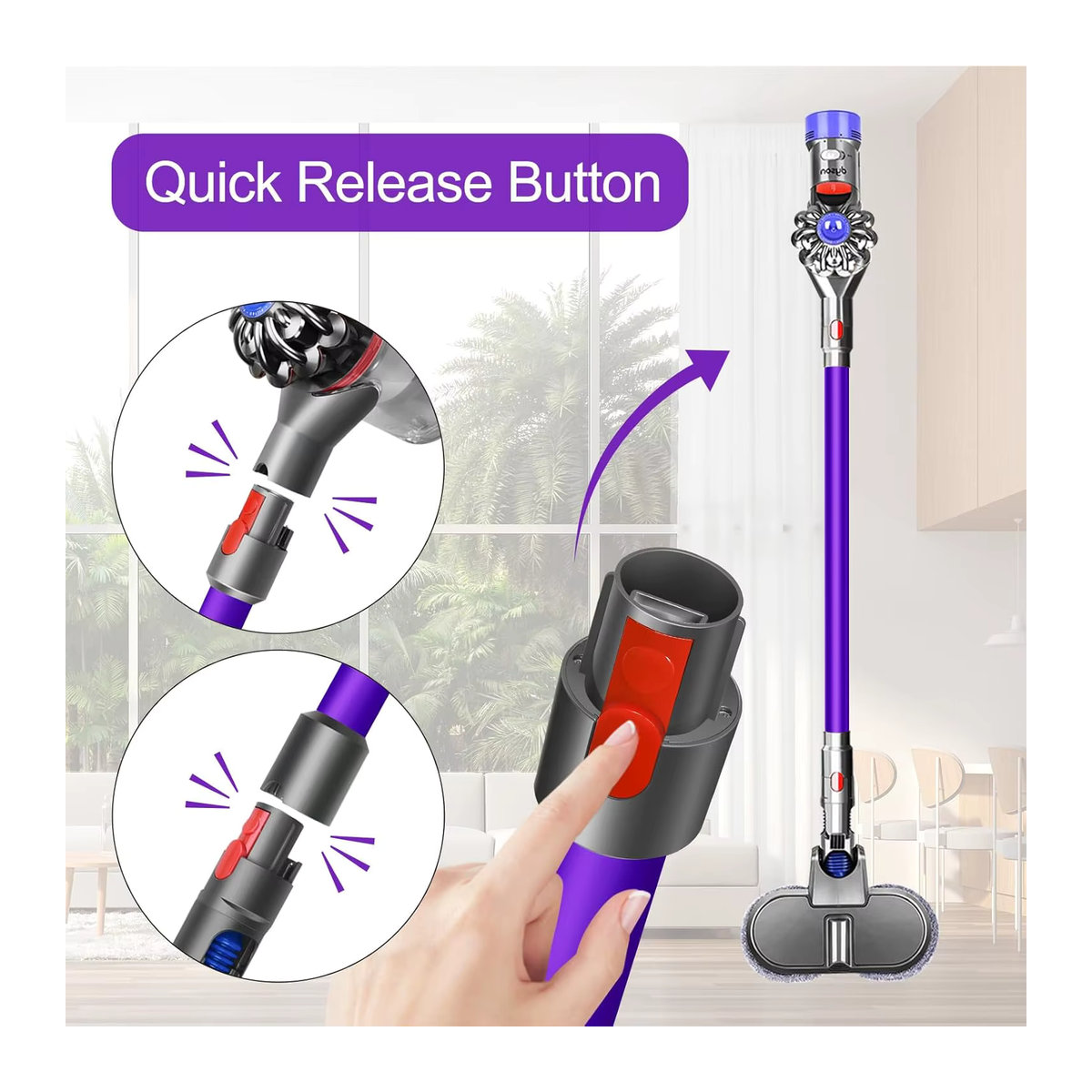 Dyson Ersatzteil Quick Release Staubsauger Stange für V15 V11 V10 V8 V7 in Gold und Bunt, Länge: 72,4 cm - Bild 5