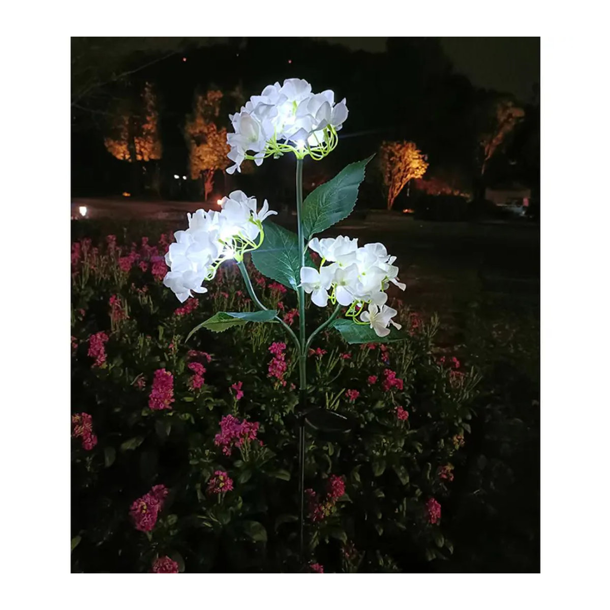 DZL General Home Appliances Solar Hortensien Gartenleuchte mit 3 LED-Blüten in Violett und Blau, wetterfeste Outdoor-Solarleuchte IP65 für Garten und Rasen - Bild 9