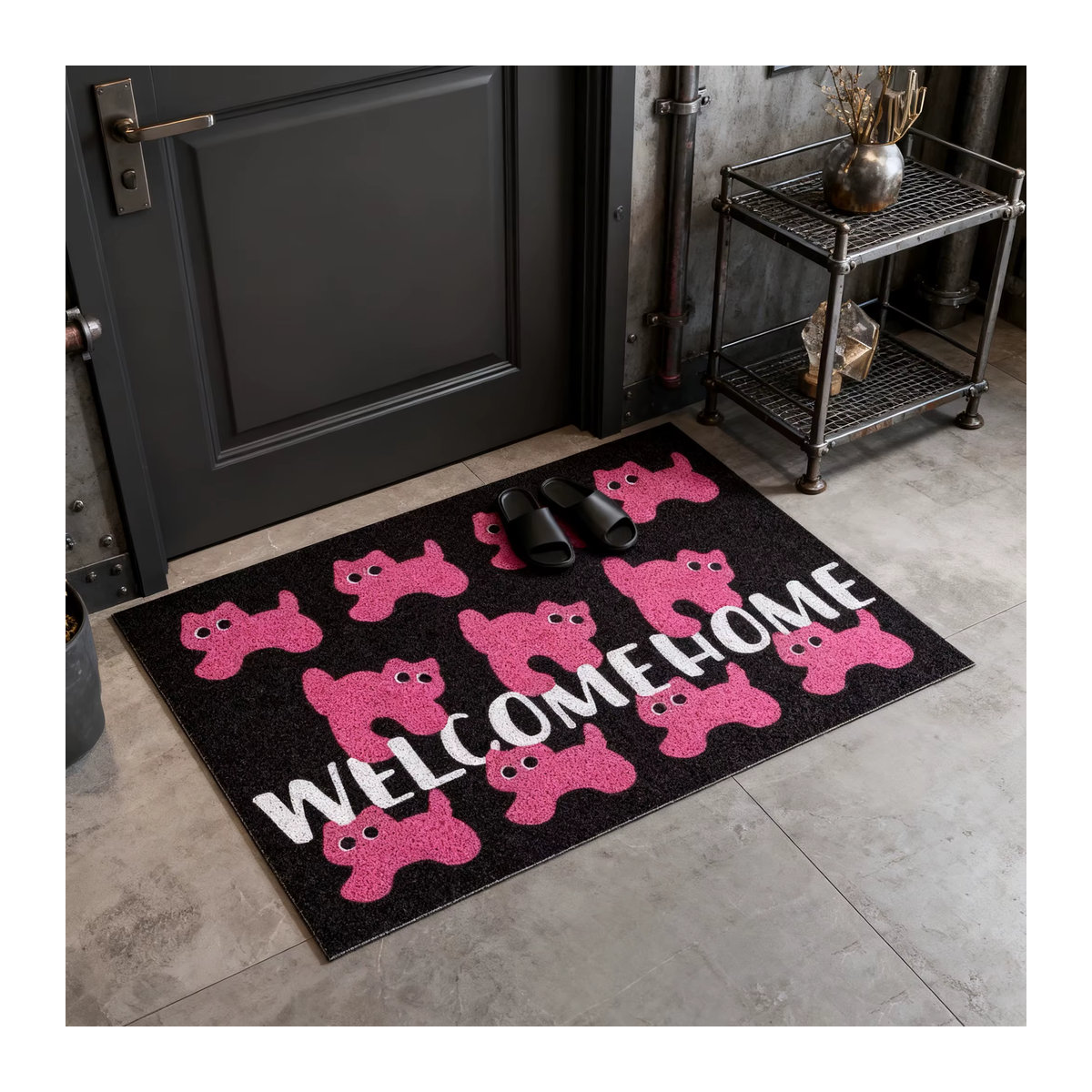 DZQ Fußmatte mit rosa Katzenmotiv, rutschfeste PVC-Eingangmatte für Flur und Veranda, mehrfarbig - Bild 2