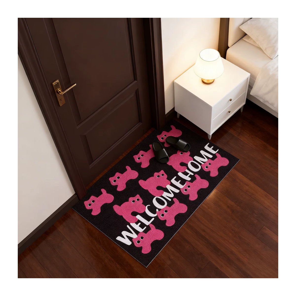 DZQ Fußmatte mit rosa Katzenmotiv, rutschfeste PVC-Eingangmatte für Flur und Veranda, mehrfarbig - Bild 3