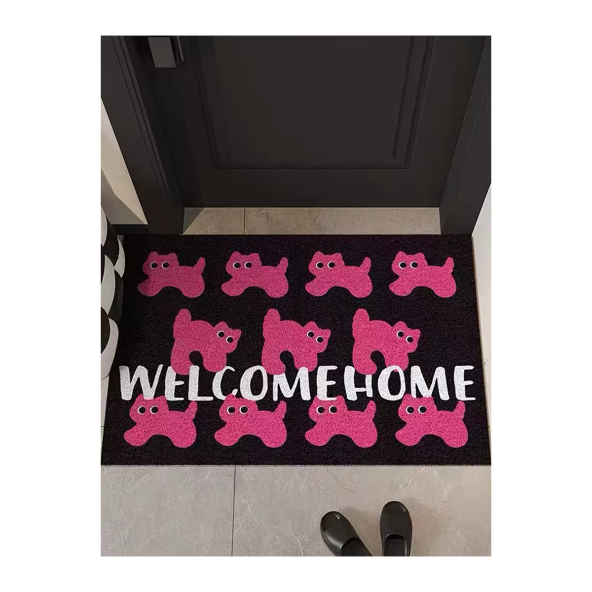 DZQ Fußmatte mit rosa Katzenmotiv, rutschfeste PVC-Eingangmatte für Flur und Veranda, mehrfarbig - Bild 7