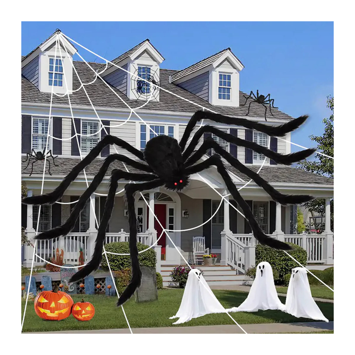 DZQ Halloween Plüsch Spinne als Riesige Dekoration in Schwarz für Party und Outdoor-Spuk - Bild 1