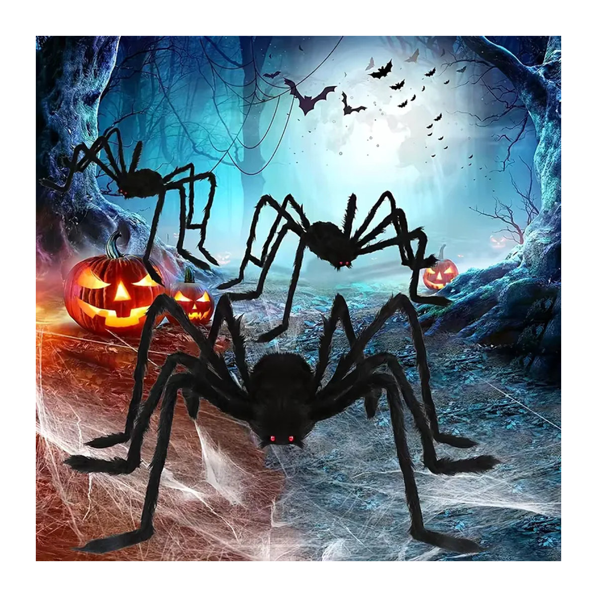 DZQ Halloween Plüsch Spinne als Riesige Dekoration in Schwarz für Party und Outdoor-Spuk - Bild 2