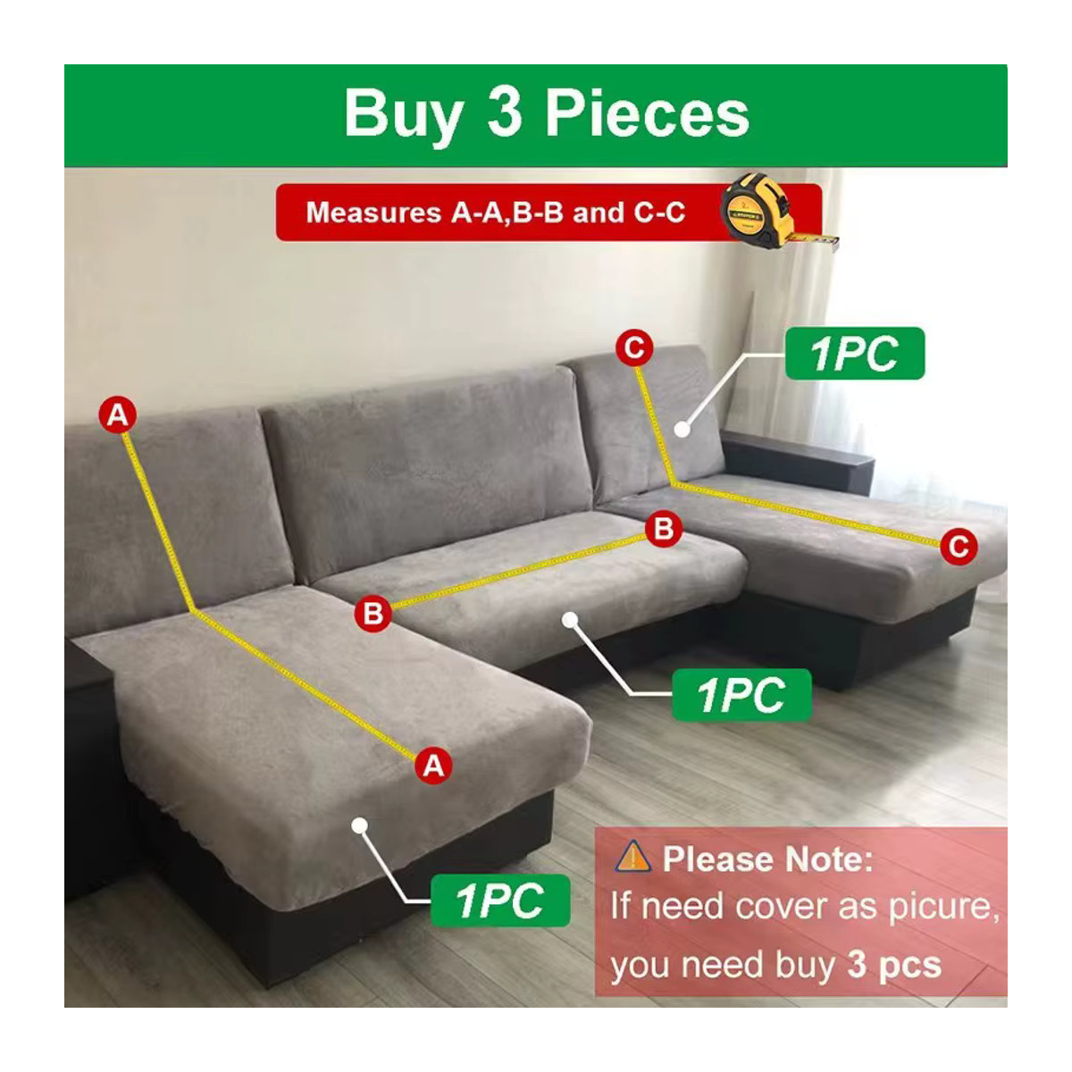 DZQ Jacquard-Sofabezug in Grau, elastischer Bezug für 1- bis 4-Sitzer und L-förmige Ecksofas - Bild 2