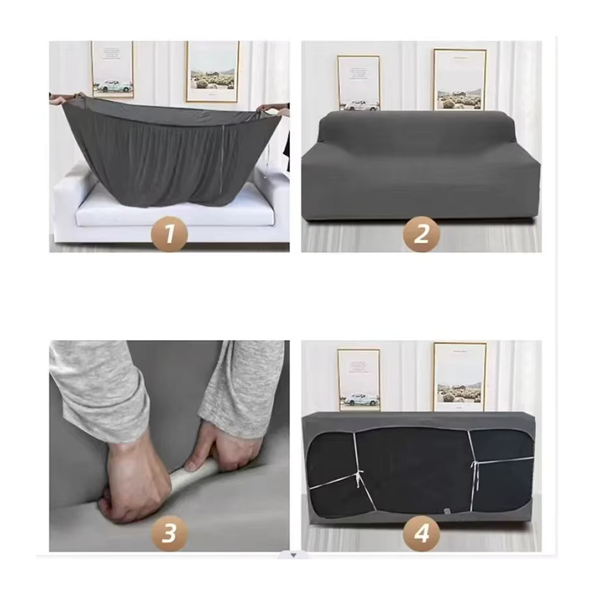 DZQ Jacquard-Sofabezug in Grau, elastischer Bezug für 1- bis 4-Sitzer und L-förmige Ecksofas - Bild 4
